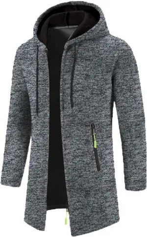 Men's Thicken Hooded Cardigan Sweater 2023 Winter Thermal Sweaters Coat Full Zip Quilted Jacket Business Casual Knit Outwear