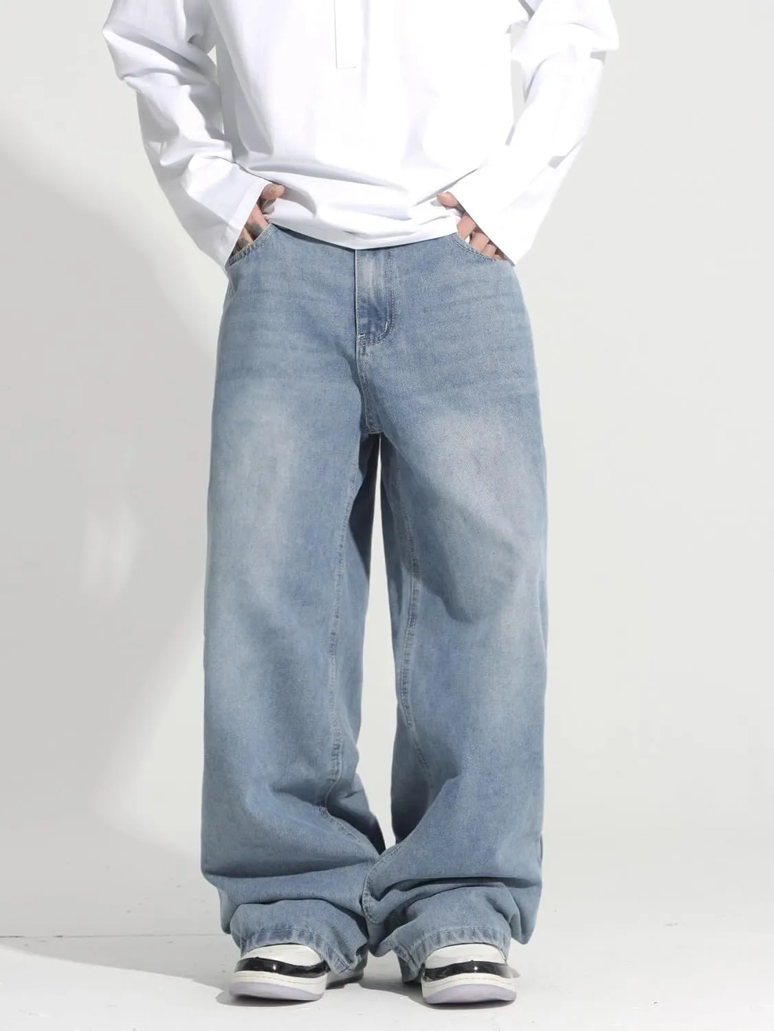 Men's Y2K Hip Hop Street Jeans Gothic Baggy Jeans Wide Leg Denim Pants