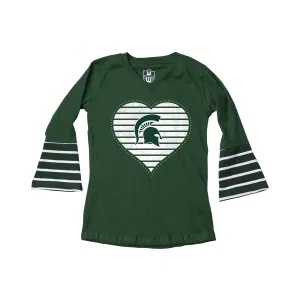 Michigan State Spartans Youth Girls Bell Sleeve Top