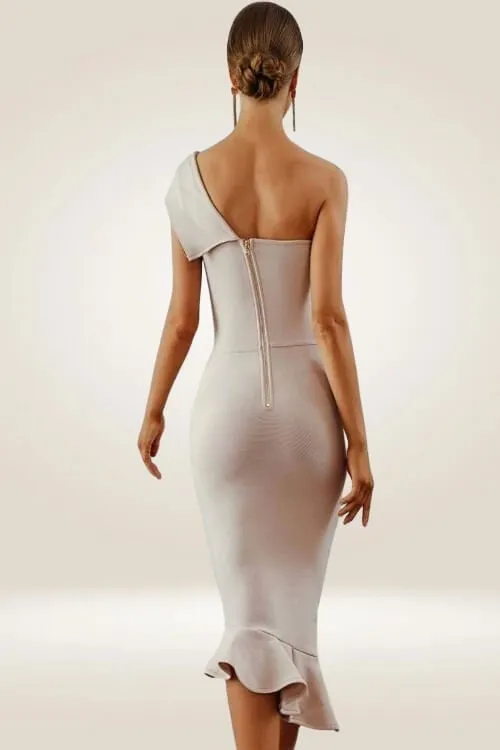 Midnight In London Off Shoulder Ruffle Bodycon Midi Dress