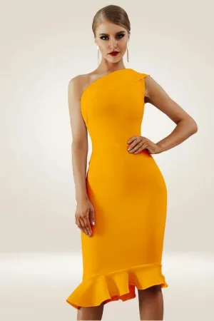 Midnight In London Off Shoulder Ruffle Bodycon Midi Dress