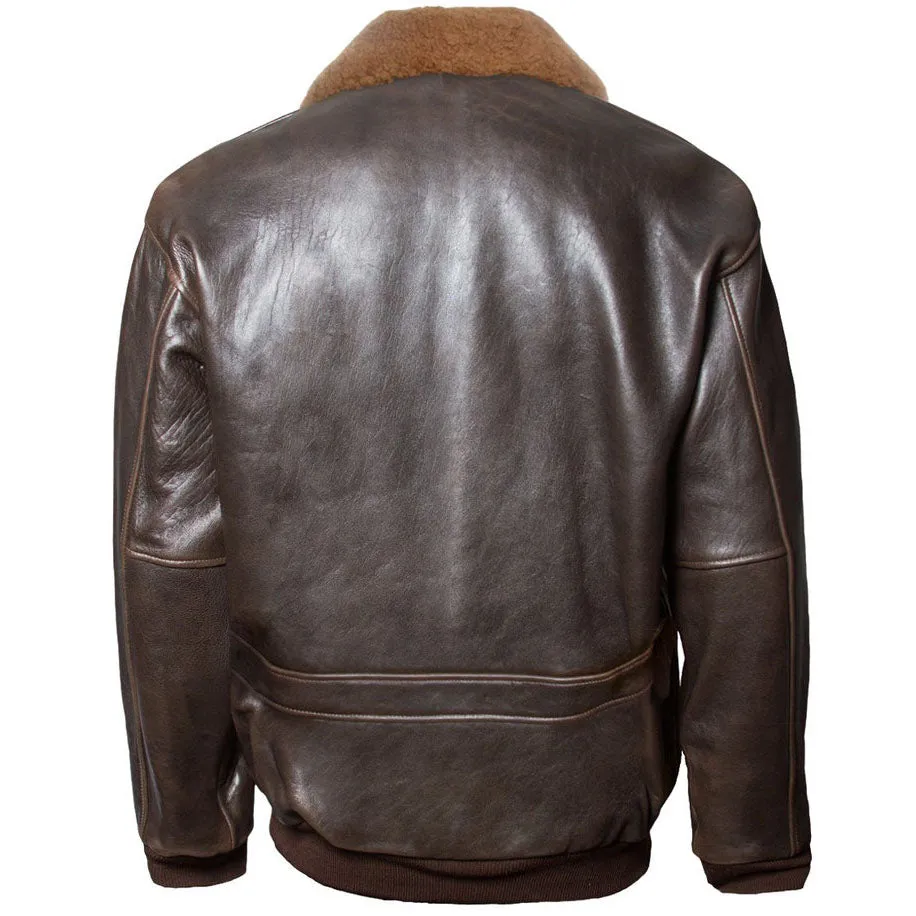 Military Bomber Leather Jacket Mens Airforce Pilot Brown Biker Coat Mens