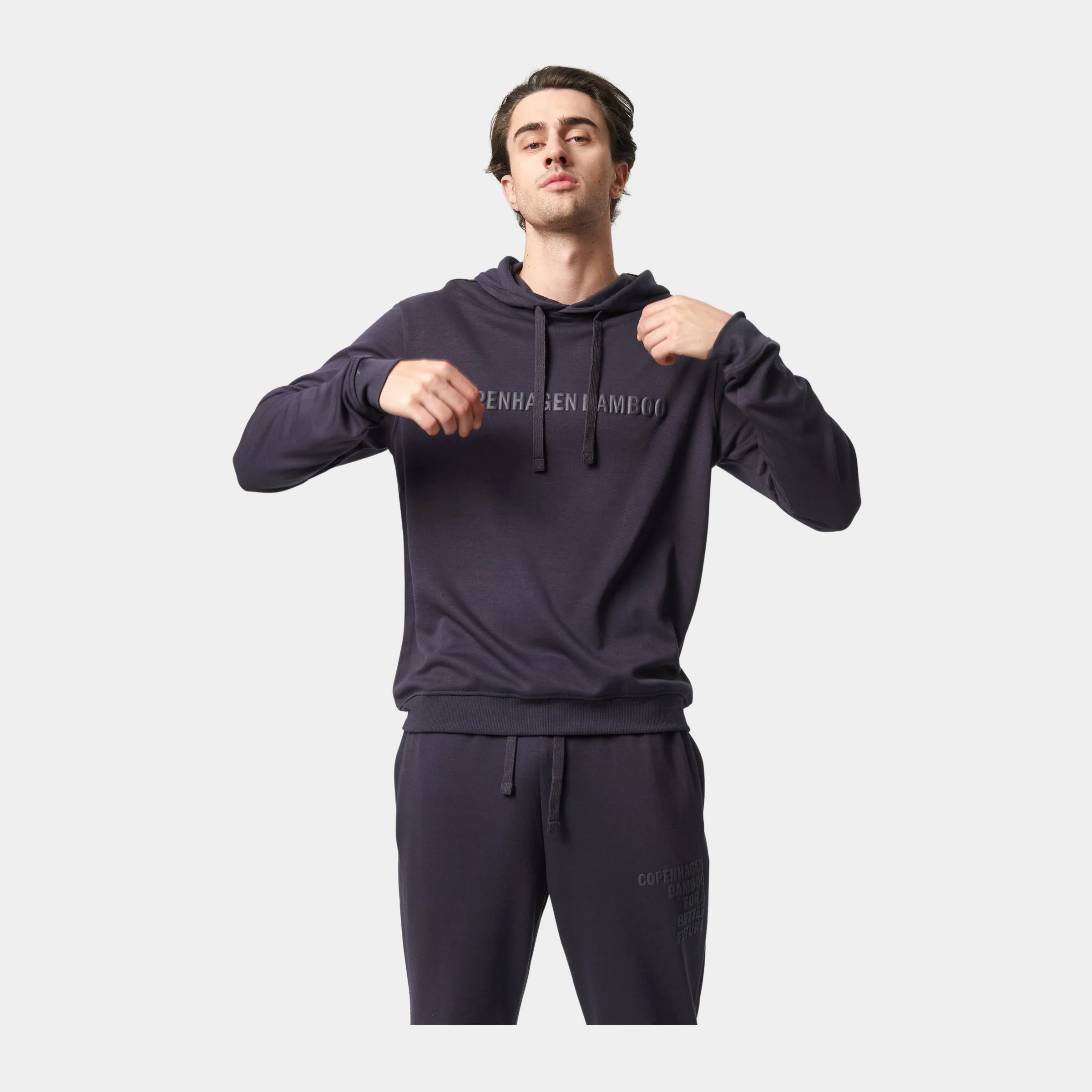 Mørkegrå bambus hoodie med logo