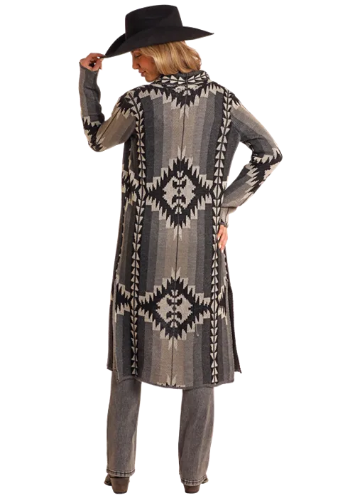 Panhandle Slim® Women's Black Rock N Roll Denim Aztec Duster