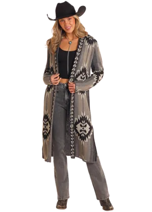 Panhandle Slim® Women's Black Rock N Roll Denim Aztec Duster