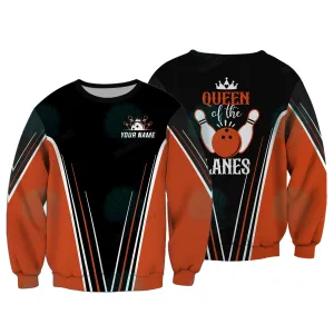 Personalized 3D Orange Bowling For Women, 3D Sweatshirt Hoodie Shirt, Christmas Gift for Bowler