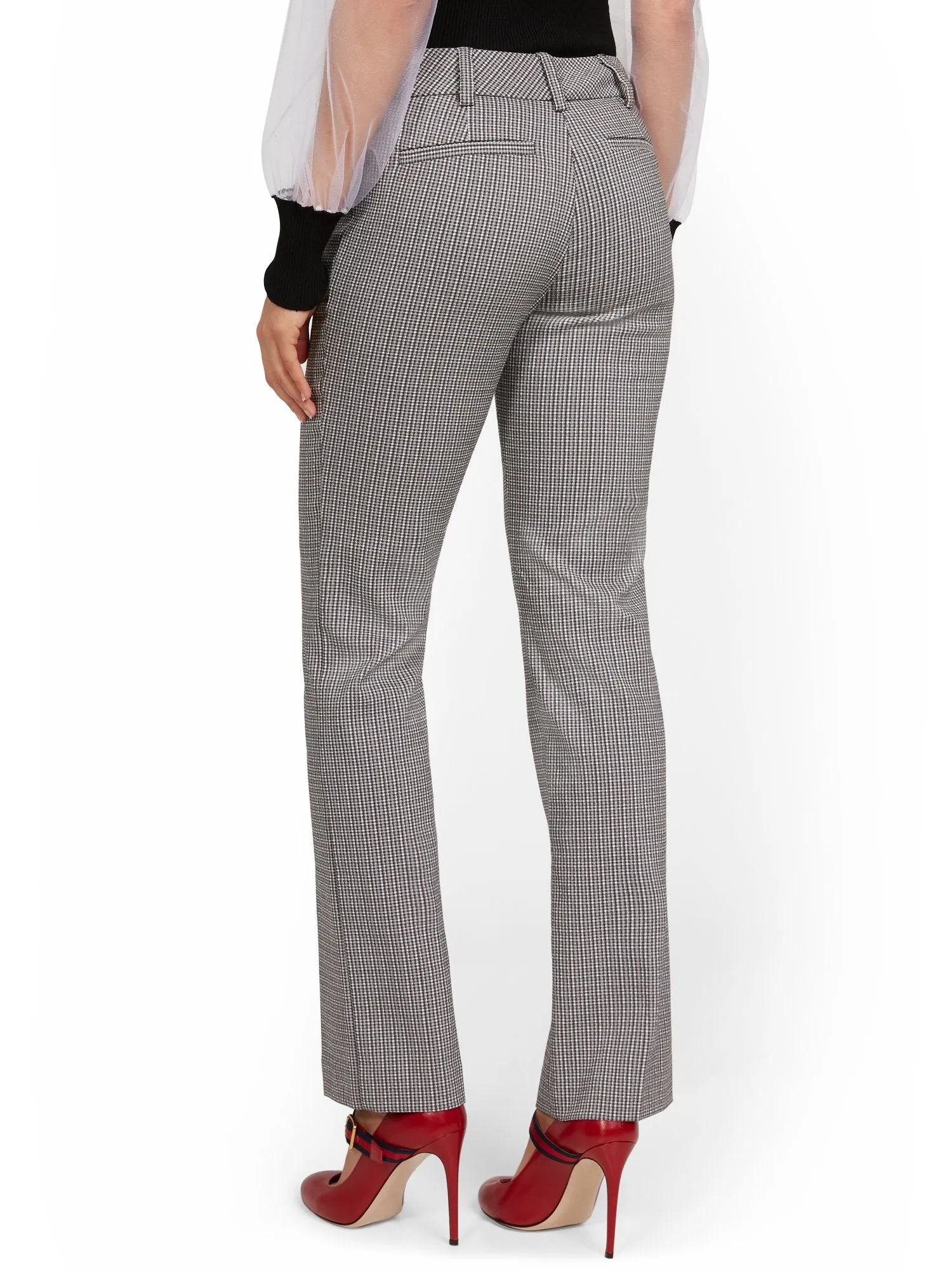 Petite Mid-Rise Straight-Leg Check Pant