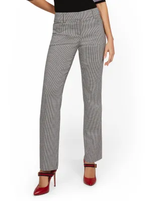 Petite Mid-Rise Straight-Leg Check Pant