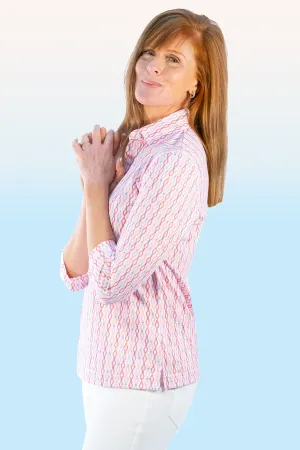PETITE Three Quarter Sleeve Print Polo | Chain Reaction 65C