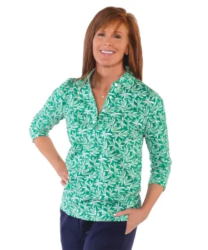 PETITE Three Quarter Sleeve Print Polo | Zinger 54E