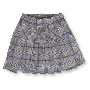 Piccola Ludo Blue Plaid Skirt- Knee Length
