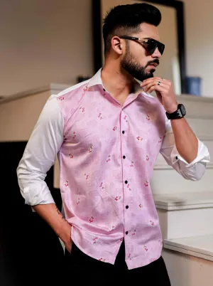 Pink Satin Cotton Cut N Sew Designer Shirt