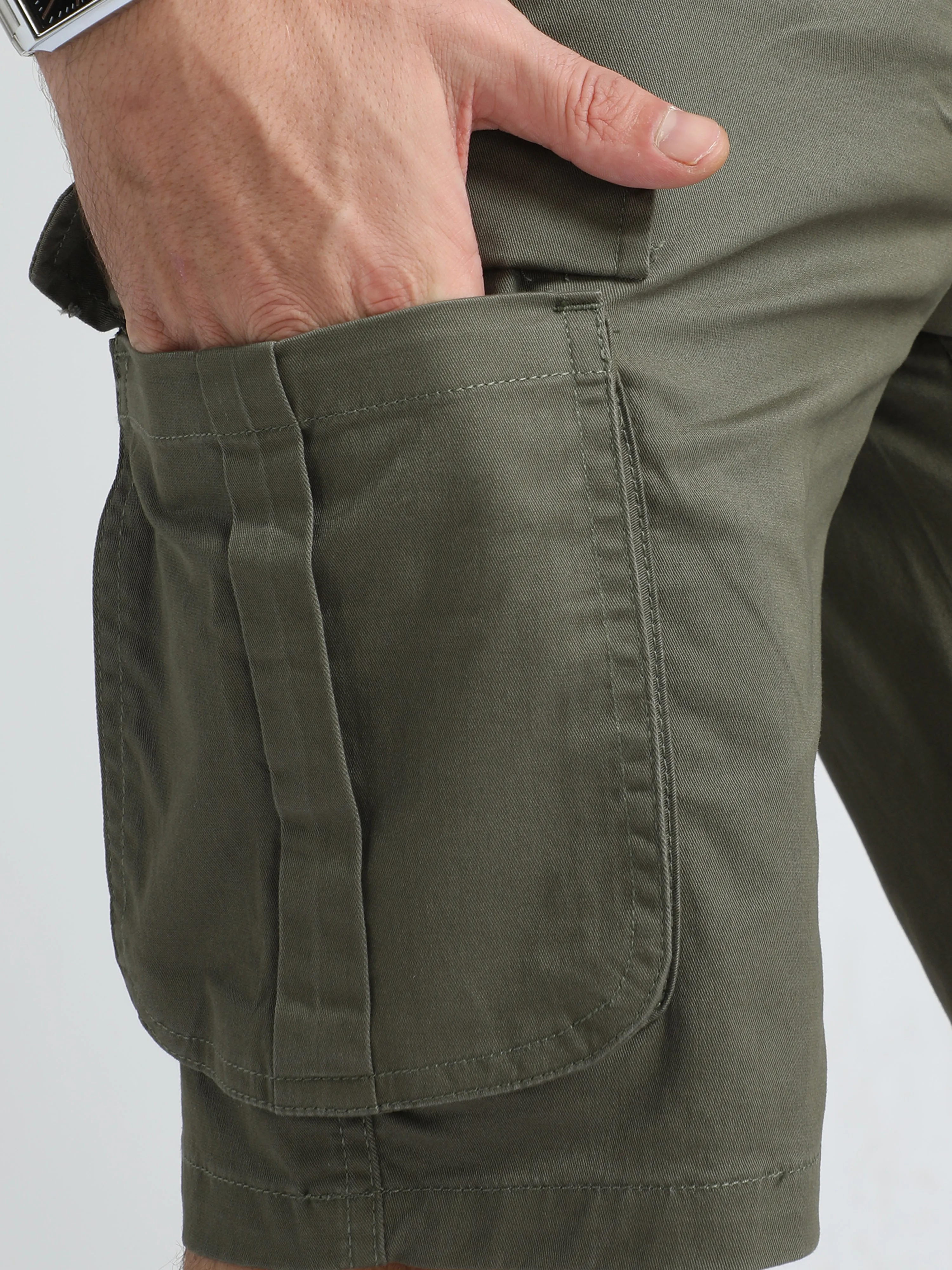 Premium Twill Olive Cargo Shorts