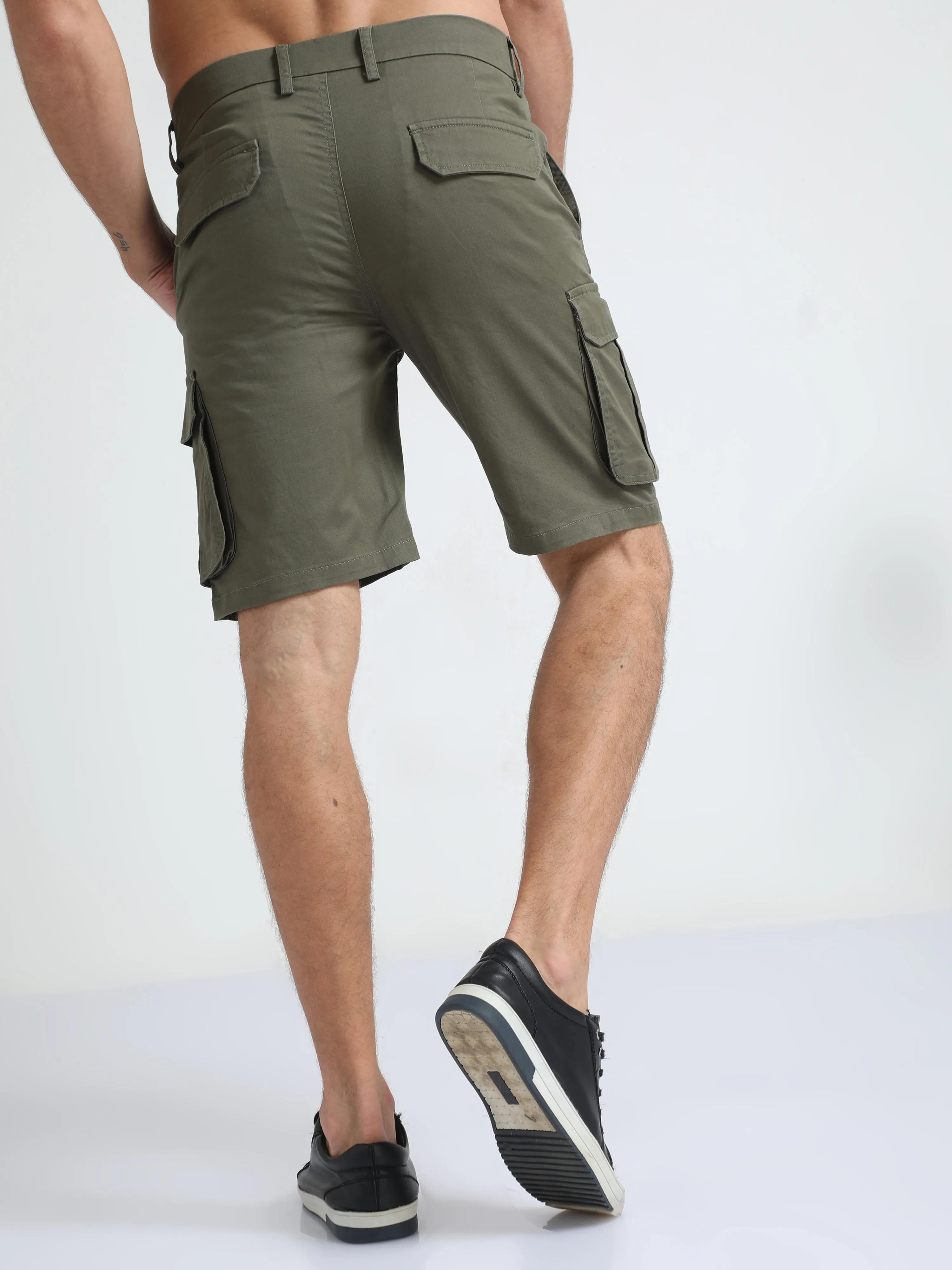 Premium Twill Olive Cargo Shorts