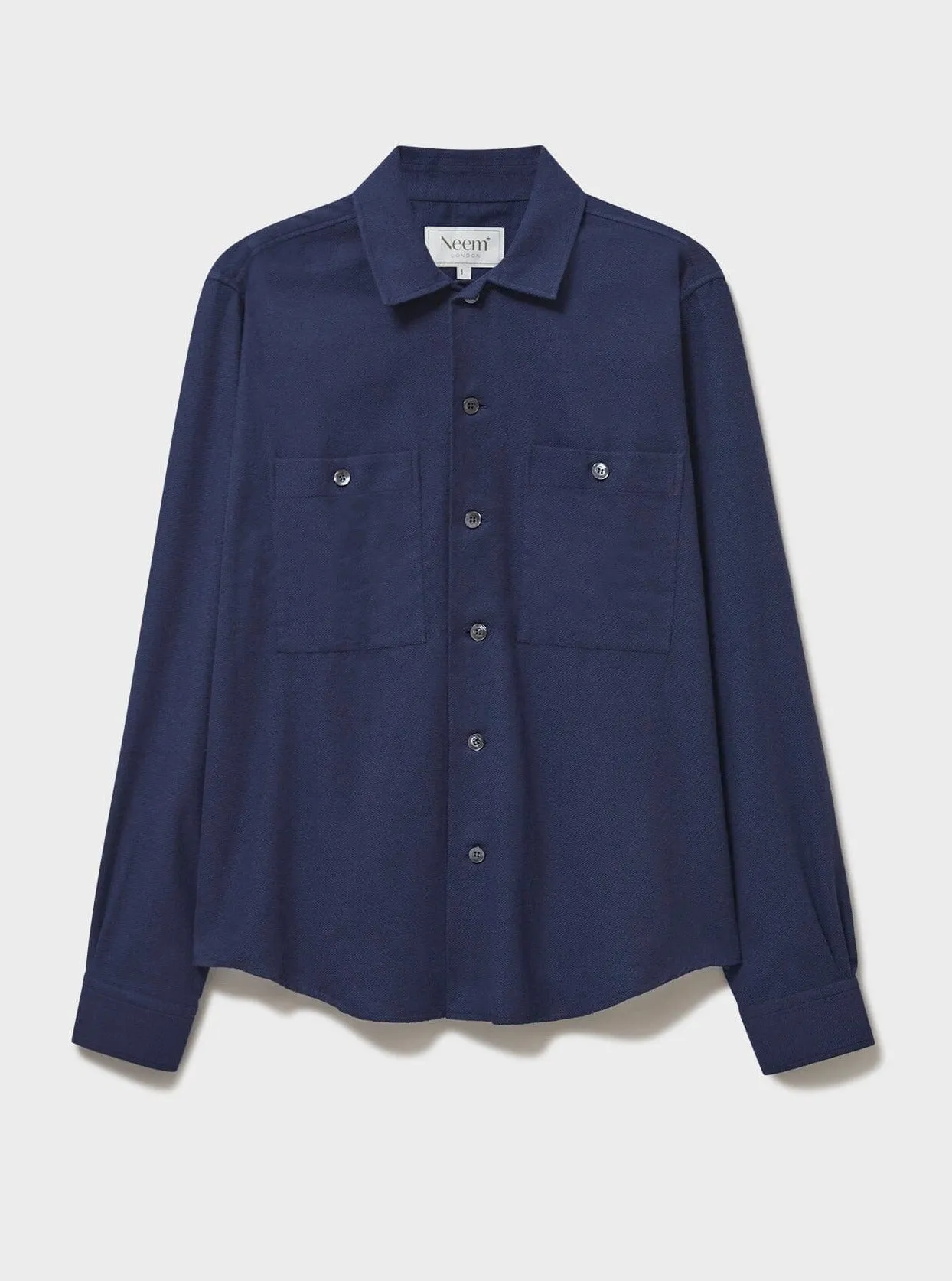 Recycled Italian Flannel Double Pocket-Shirt - Black