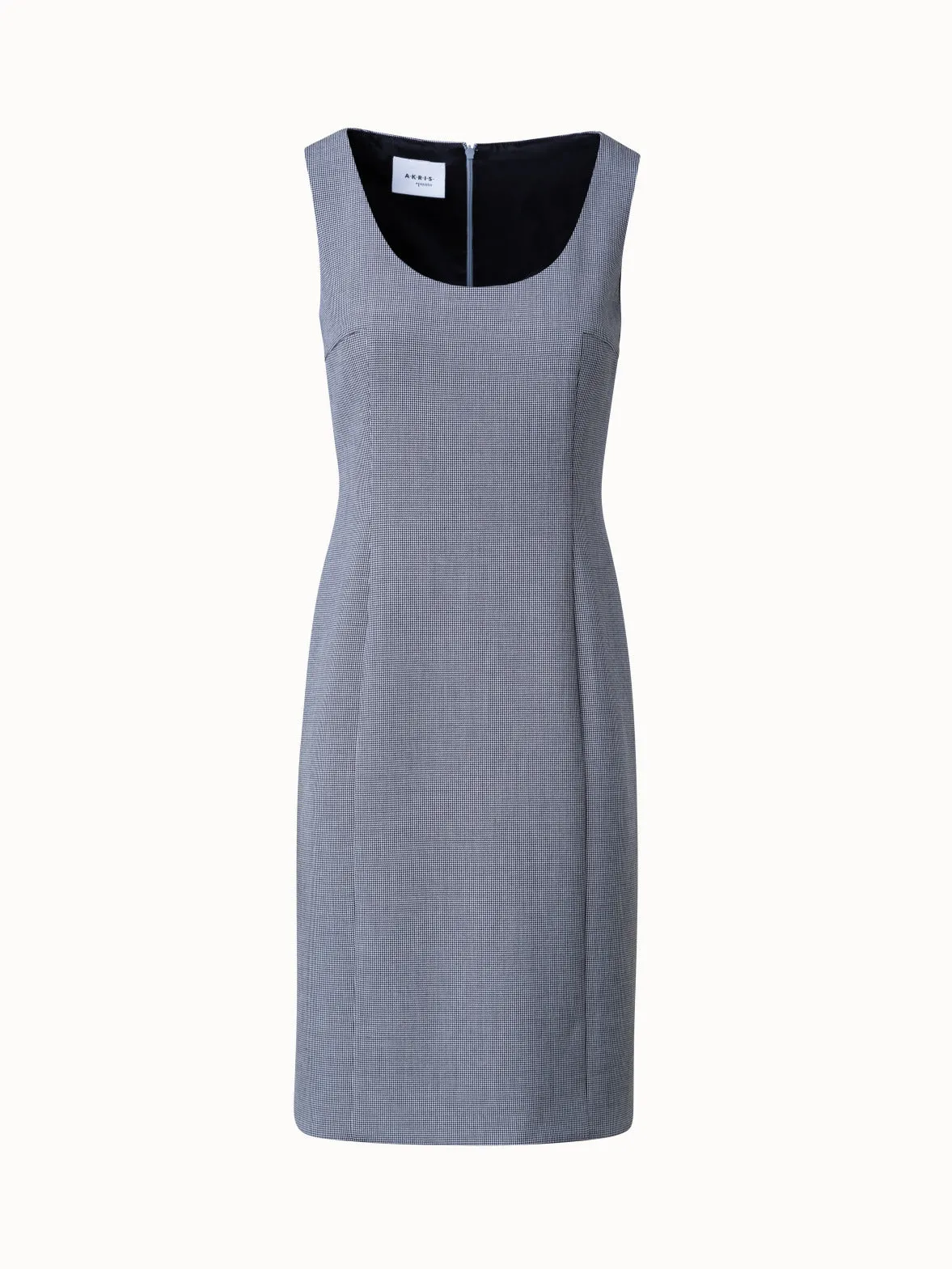 Sheath Dress in Micro Houndstooth Pebble Crêpe