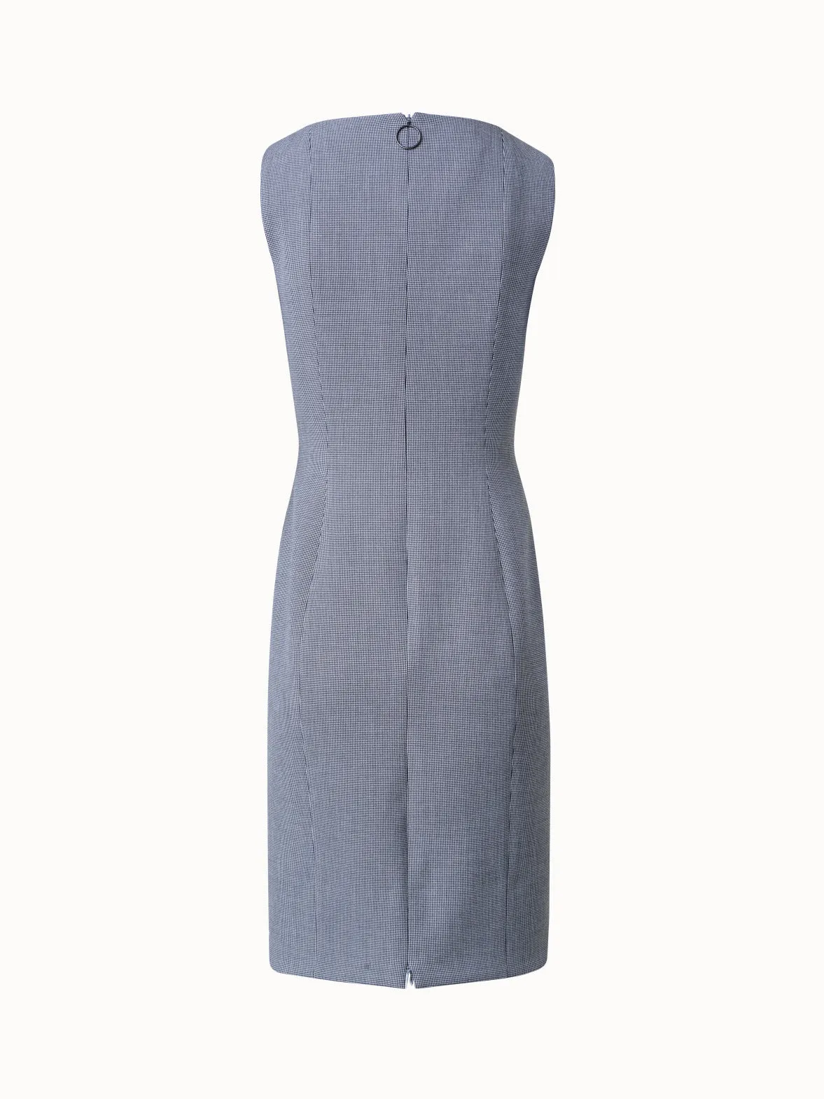 Sheath Dress in Micro Houndstooth Pebble Crêpe