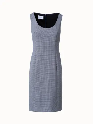 Sheath Dress in Micro Houndstooth Pebble Crêpe