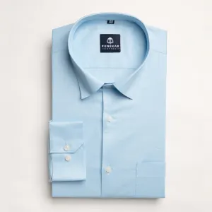 Sky Blue Color Micro Checks Texture Satin Cotton Shirt For Men