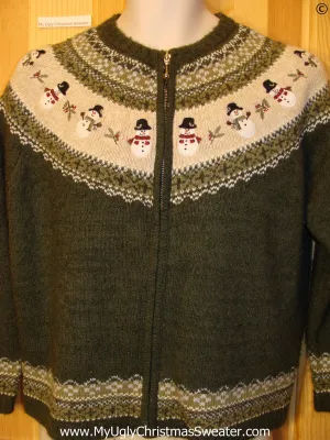 Snowman Nordic Zip Cheap Christmas Sweater