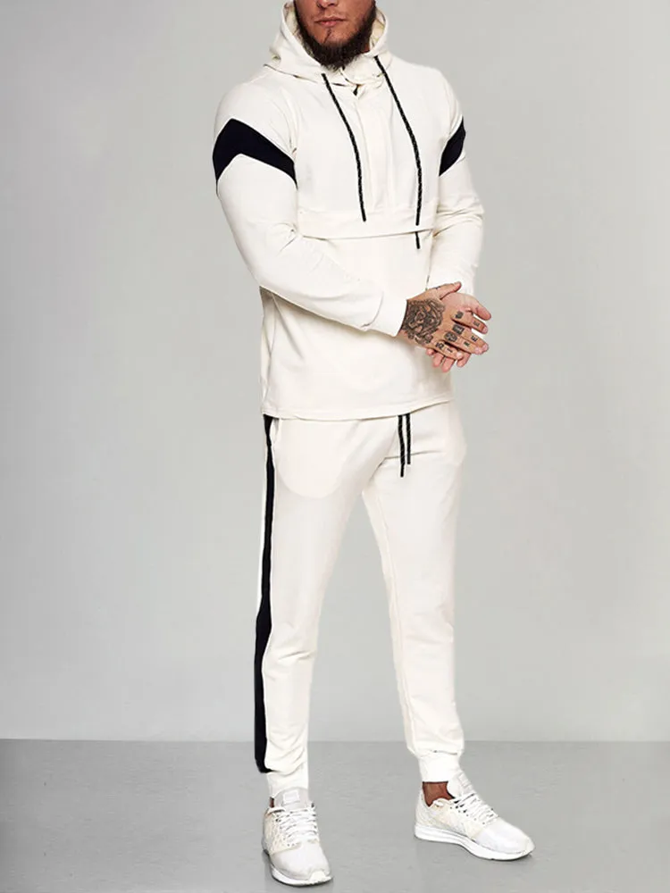 Stylish Splicing Athleisure Hoodie Set