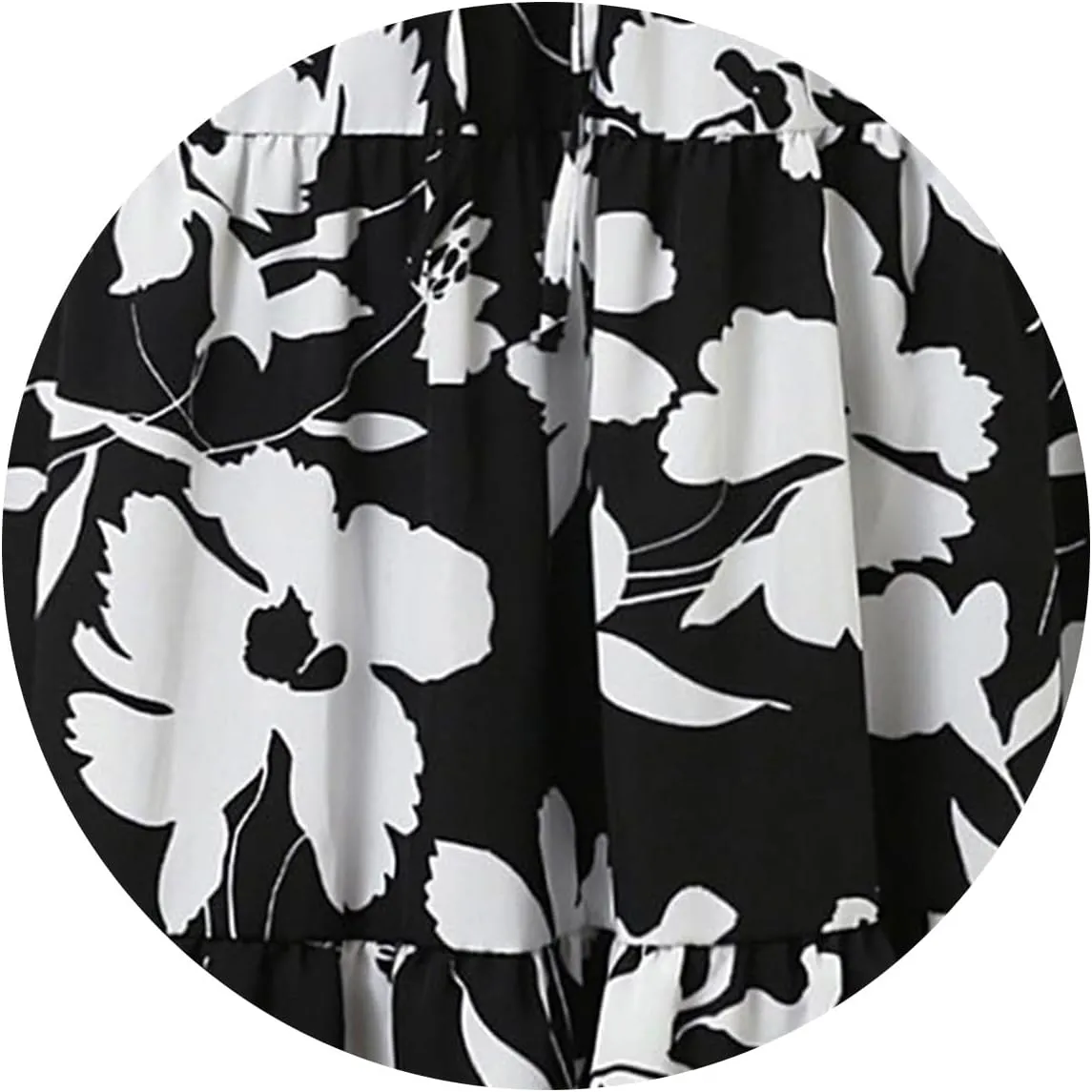 Summer Midi Skirts for Women Fashion Floral Print Elastic High Waist Ruffle Hem Skirt Casual Flowy Color Block Skirt
