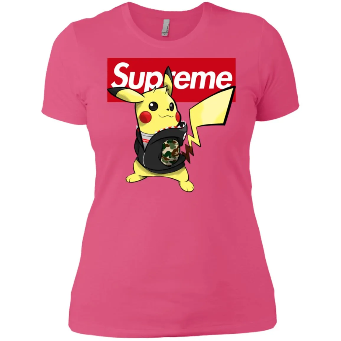 Supreme Pikachu T-shirt Women Cotton T-Shirt