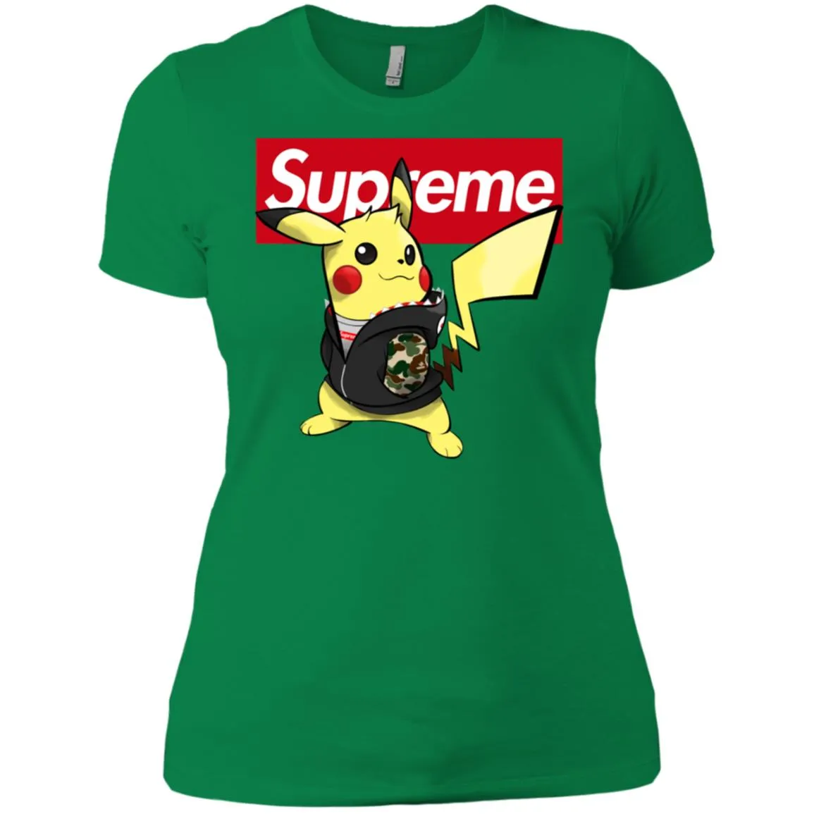 Supreme Pikachu T-shirt Women Cotton T-Shirt