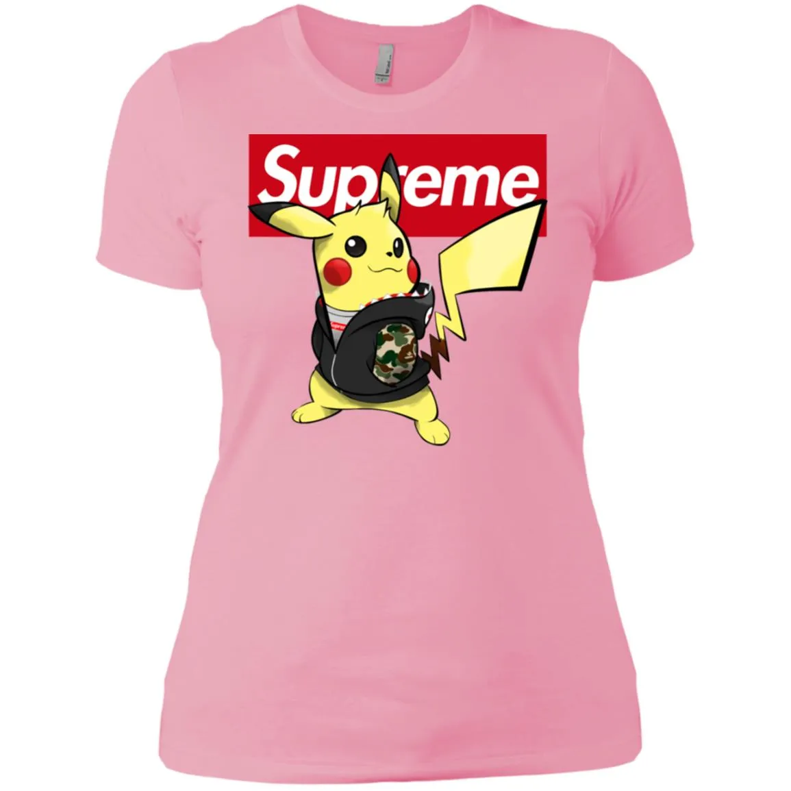 Supreme Pikachu T-shirt Women Cotton T-Shirt