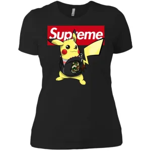 Supreme Pikachu T-shirt Women Cotton T-Shirt