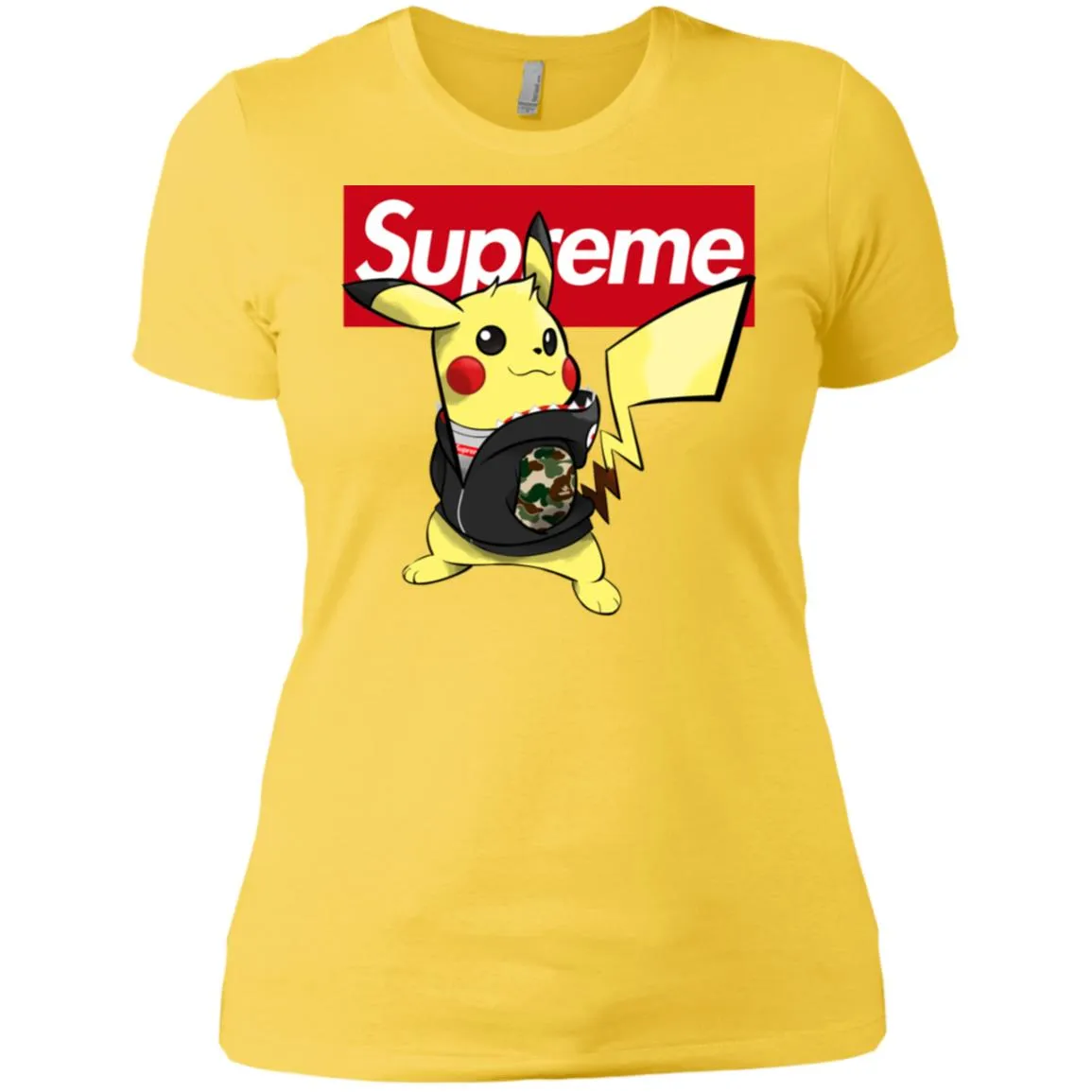 Supreme Pikachu T-shirt Women Cotton T-Shirt