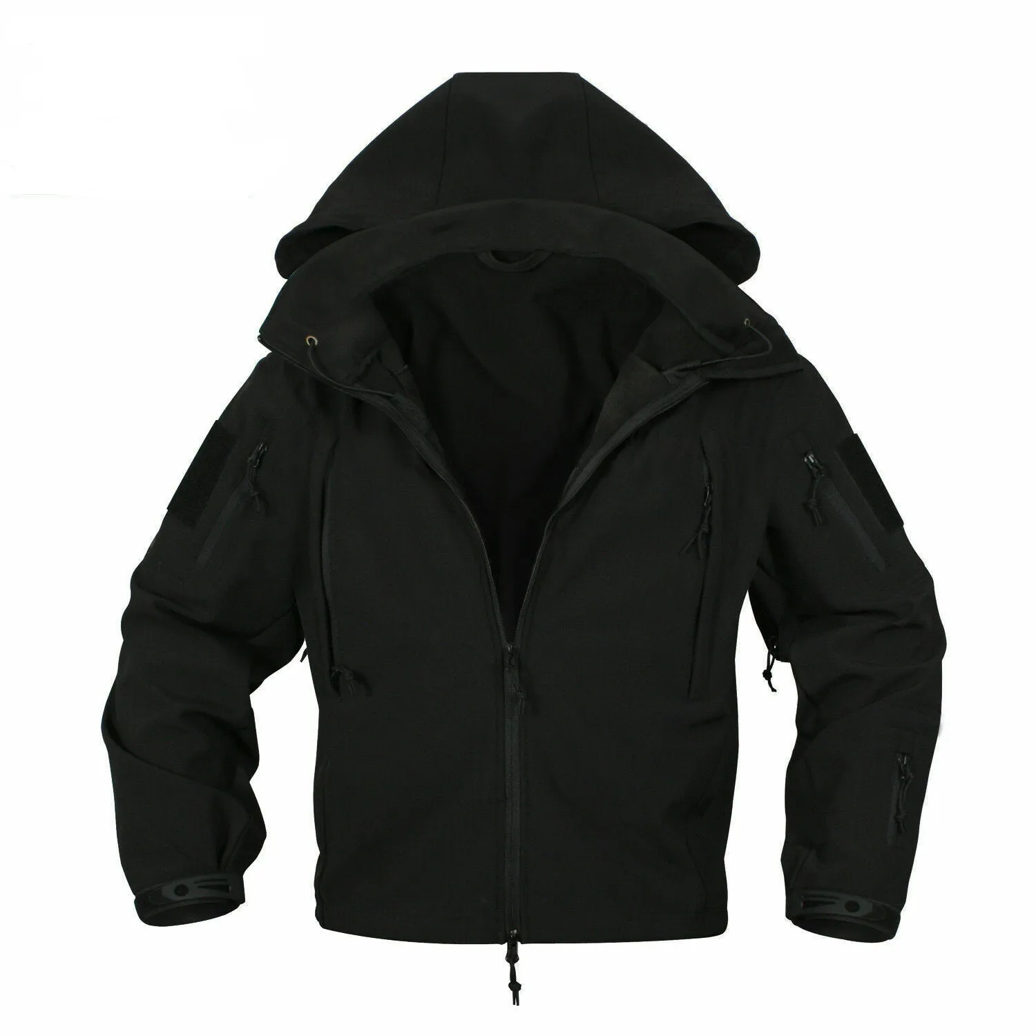 Tactical Softshell Military Jacket with Shoulder Flaps - Black