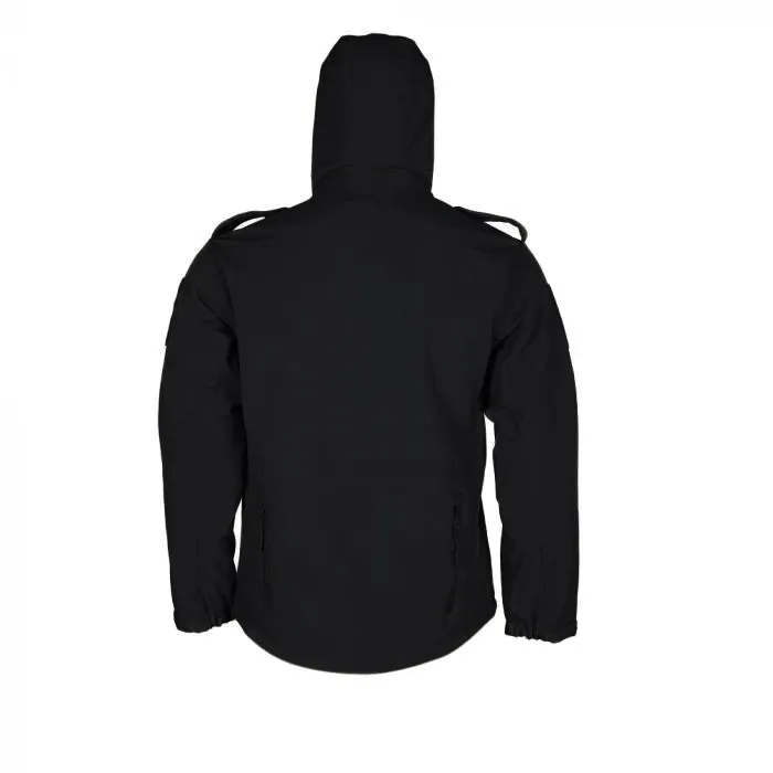 Tactical Softshell Military Jacket with Shoulder Flaps - Black