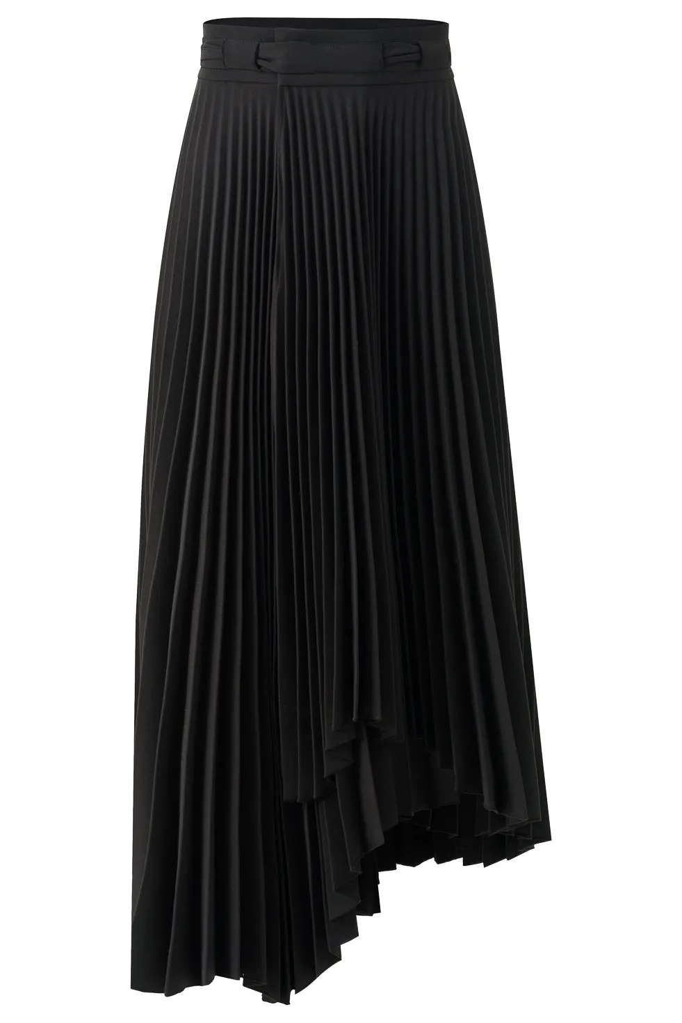 Tammarra Black Asymmetric Pleated Long Skirt