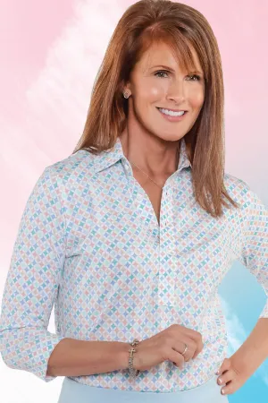 Three Quarter Sleeve Print Polo | Diamond Cut 57C