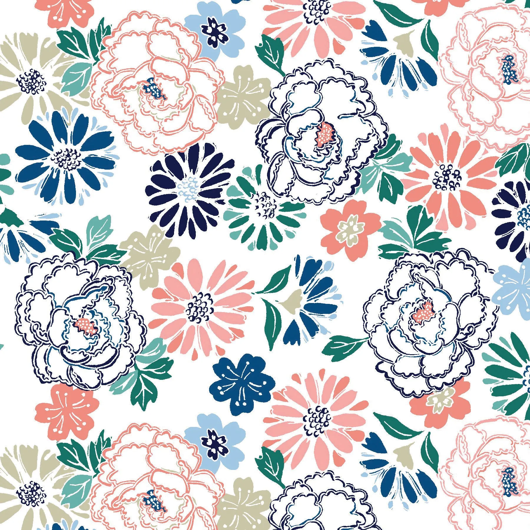 Three Quarter Sleeve Print Polo | Floral Fresh 60A