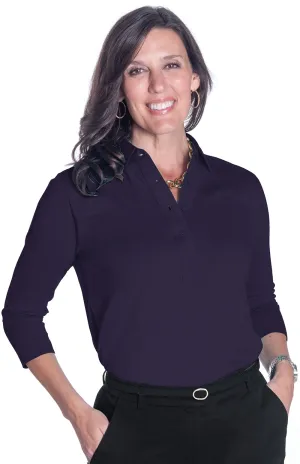 Three Quarter Sleeve Solid Polo |  Amethyst 36P