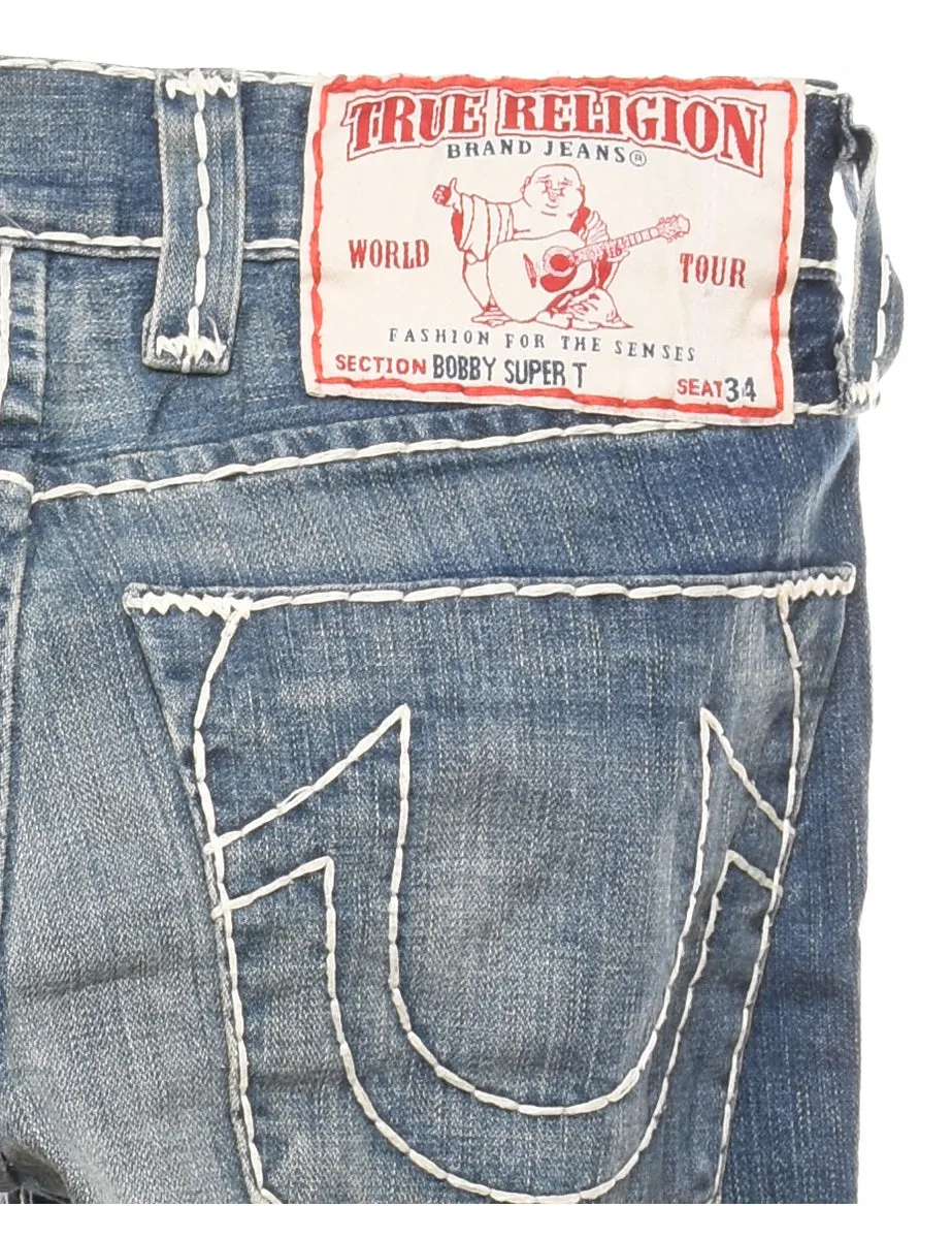 True Religion Medium Wash Contrast Stitch Jeans - W30 L32