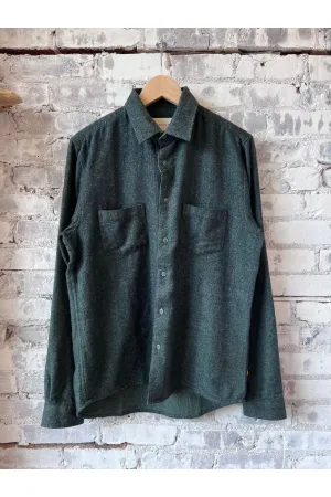 Two Pocket Shirt - Forest Green Herringbone