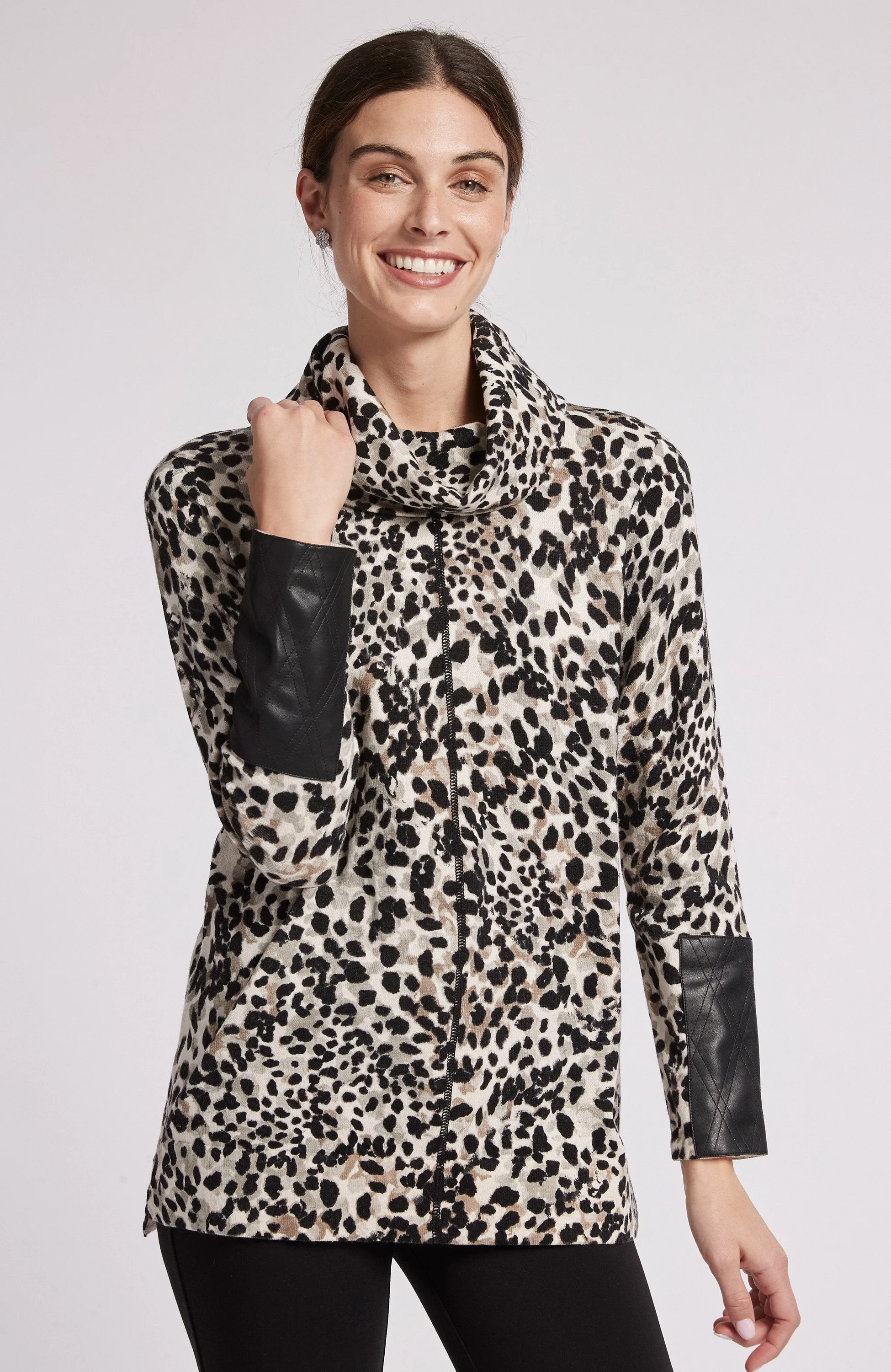 Tyler Boe Cotton Cashmere Cowl Neck Tunic Multi