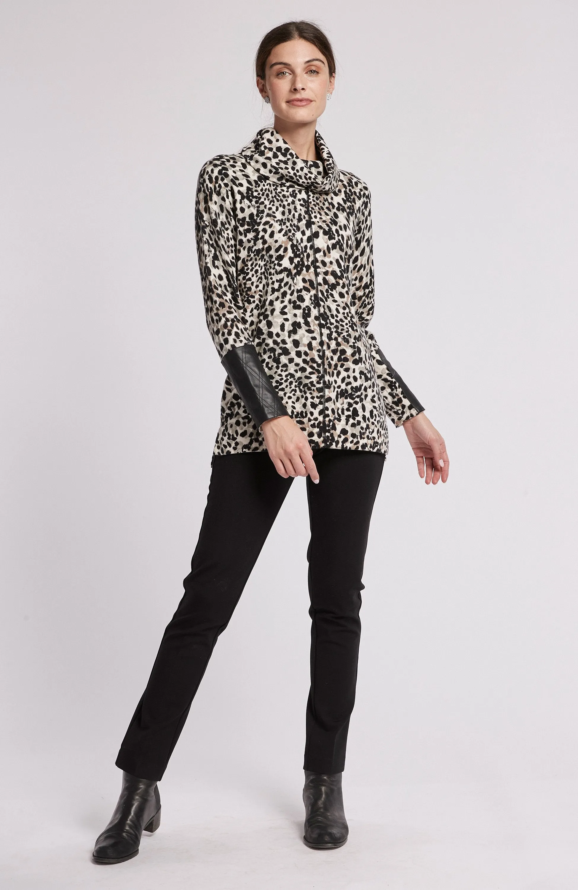 Tyler Boe Cotton Cashmere Cowl Neck Tunic Multi