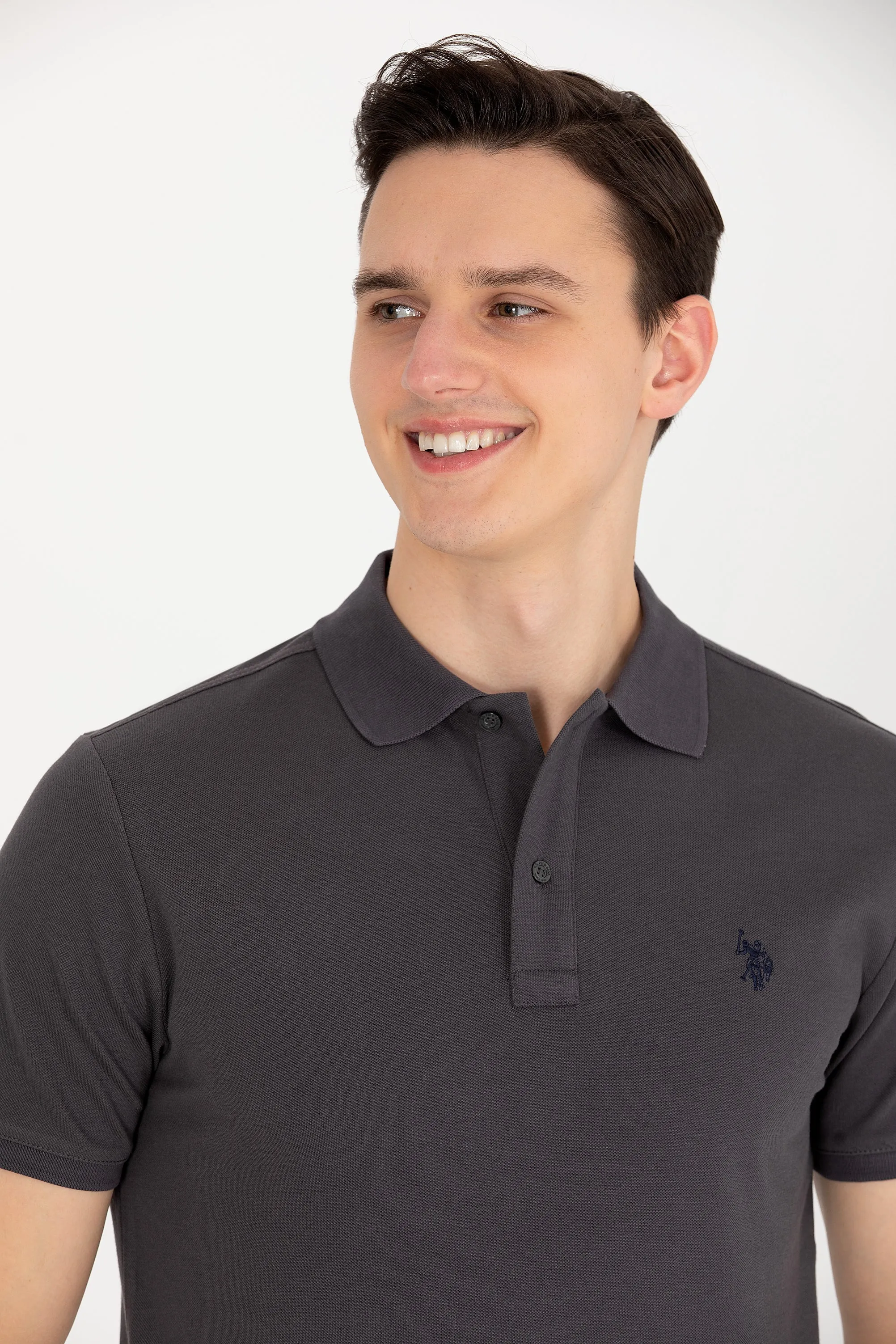 USPA Polo Shirt Men Anthracite VR006 USPOM185 Single Color Horse US Polo Assn.