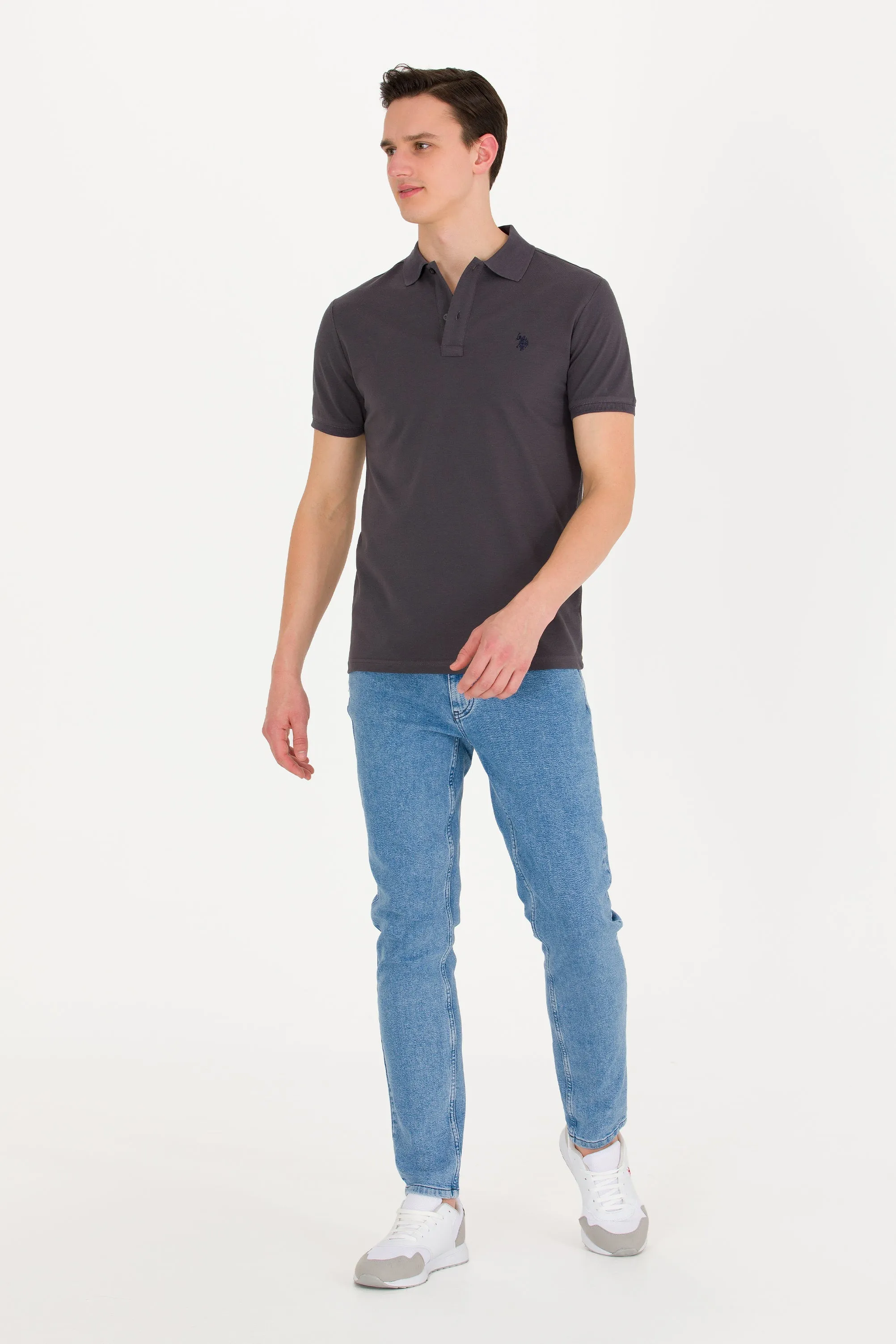 USPA Polo Shirt Men Anthracite VR006 USPOM185 Single Color Horse US Polo Assn.