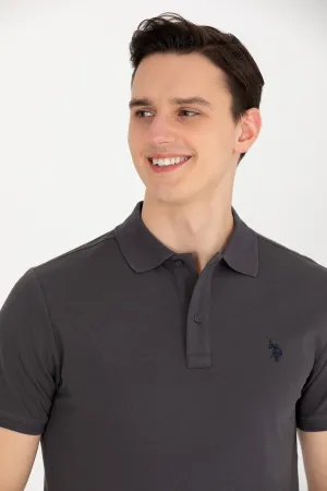 USPA Polo Shirt Men Anthracite VR006 USPOM185 Single Color Horse US Polo Assn.
