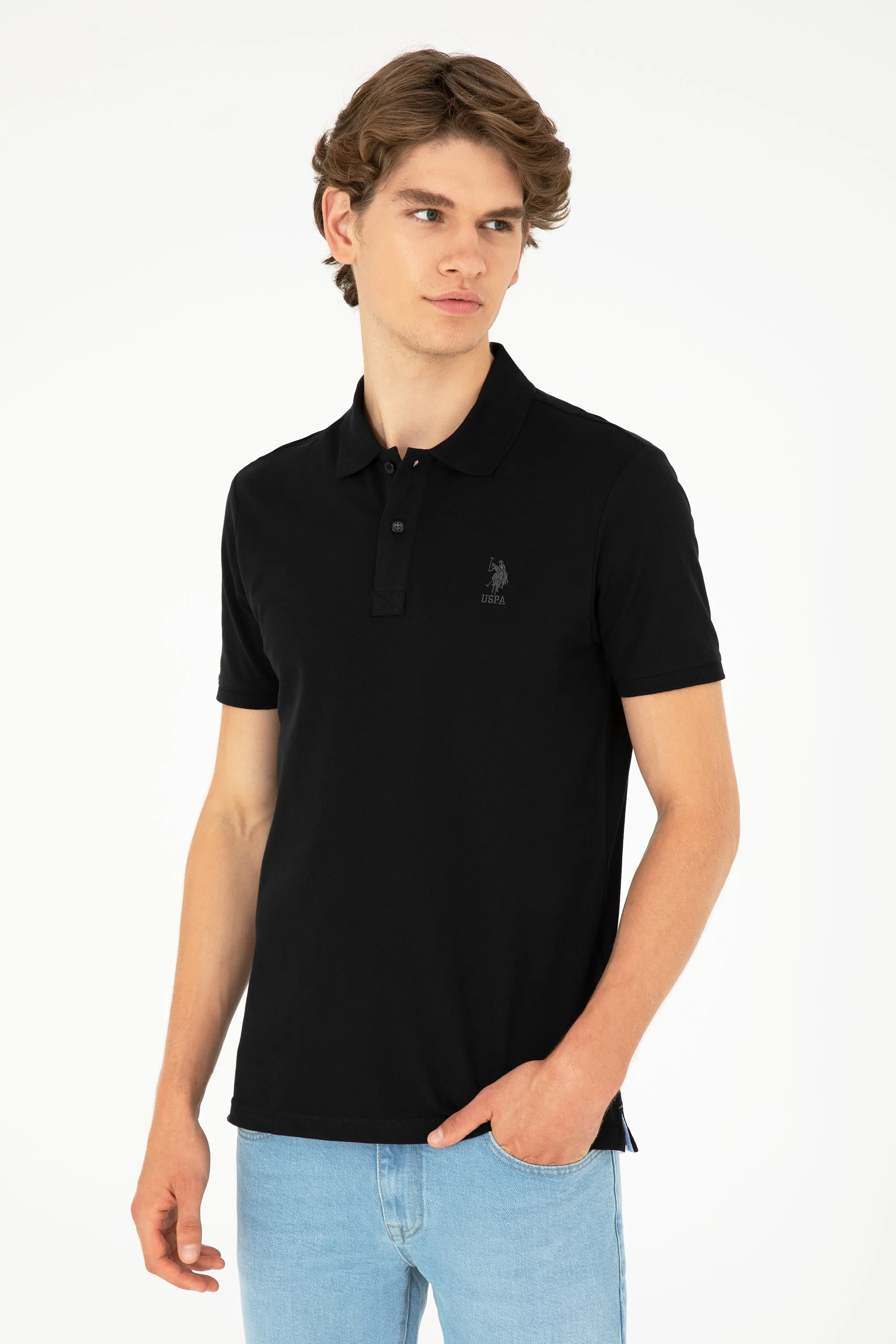 USPA Polo Shirt Men  Black VR046 USPOM241 USPA LOGO US Polo Assn.