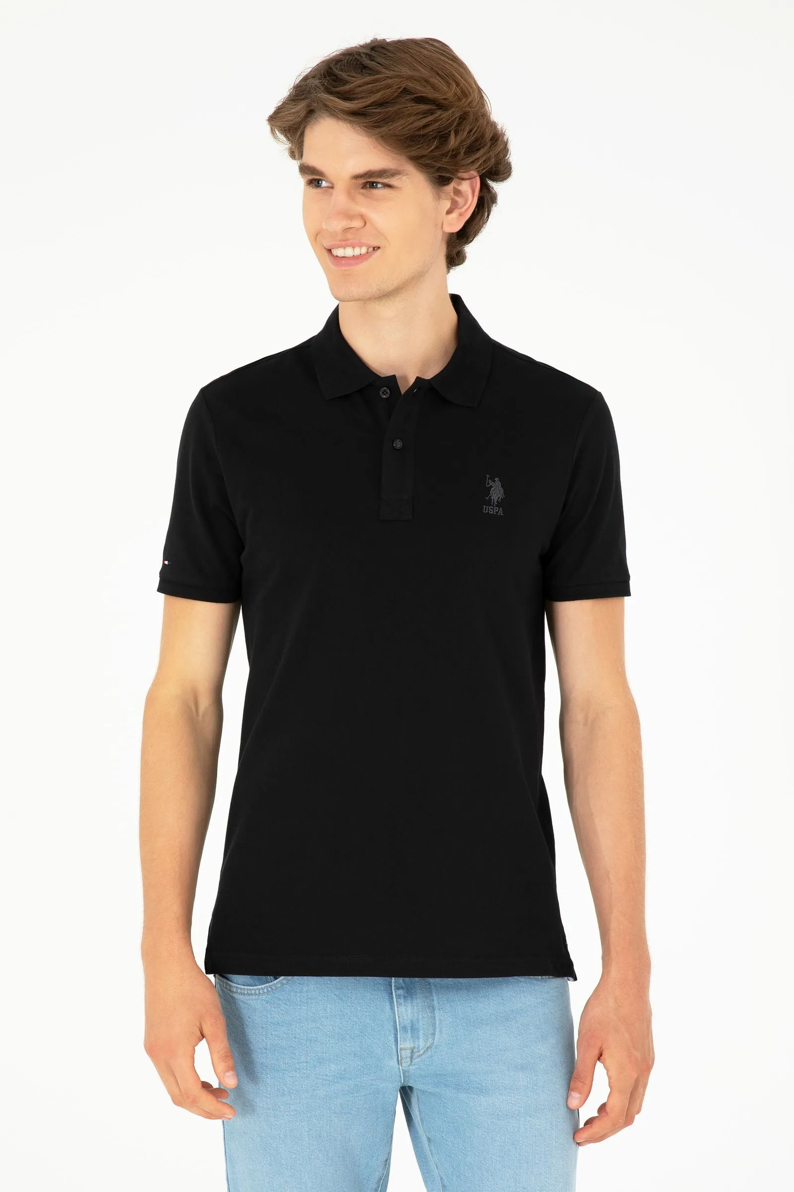 USPA Polo Shirt Men  Black VR046 USPOM241 USPA LOGO US Polo Assn.