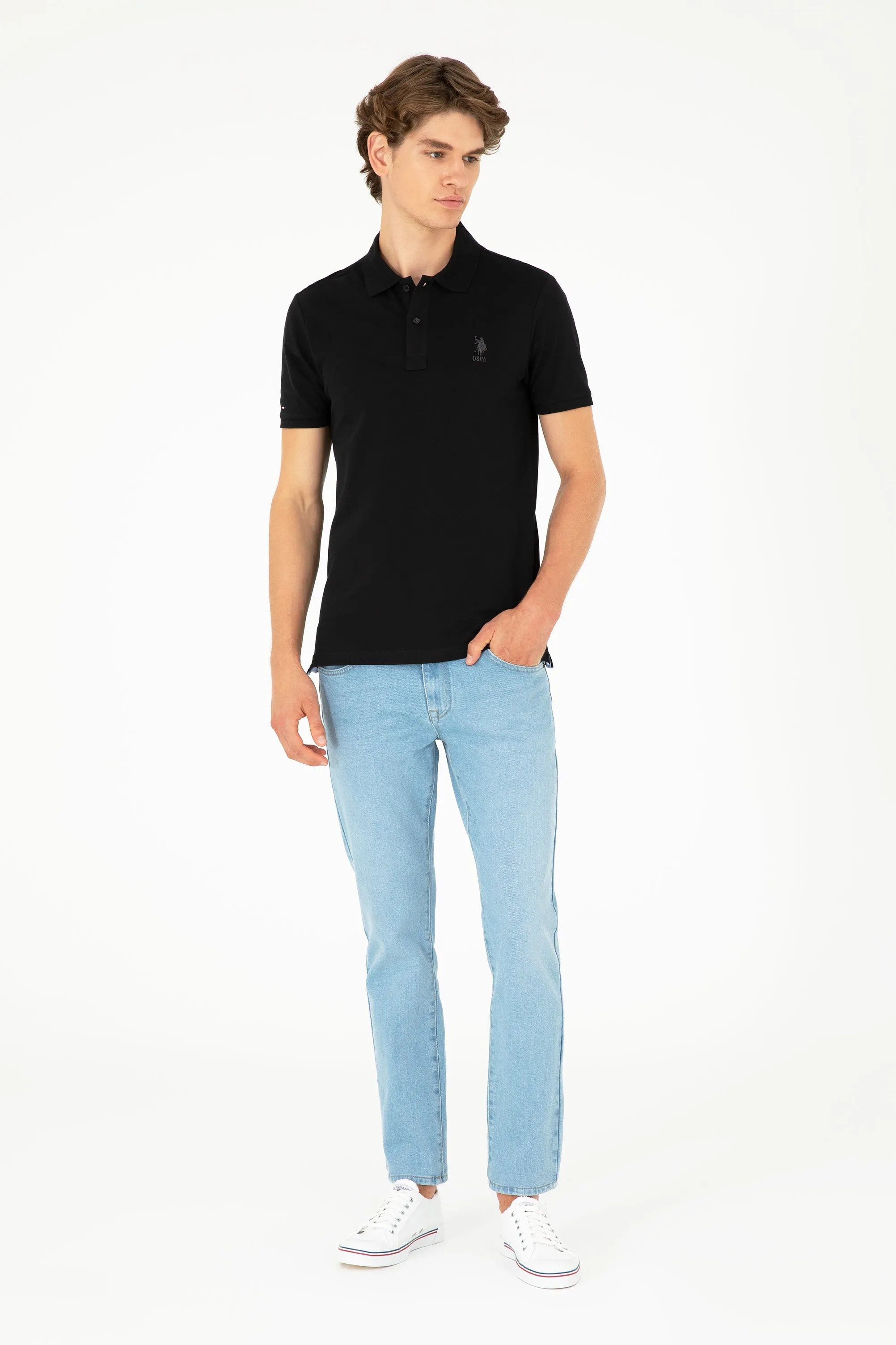 USPA Polo Shirt Men  Black VR046 USPOM241 USPA LOGO US Polo Assn.