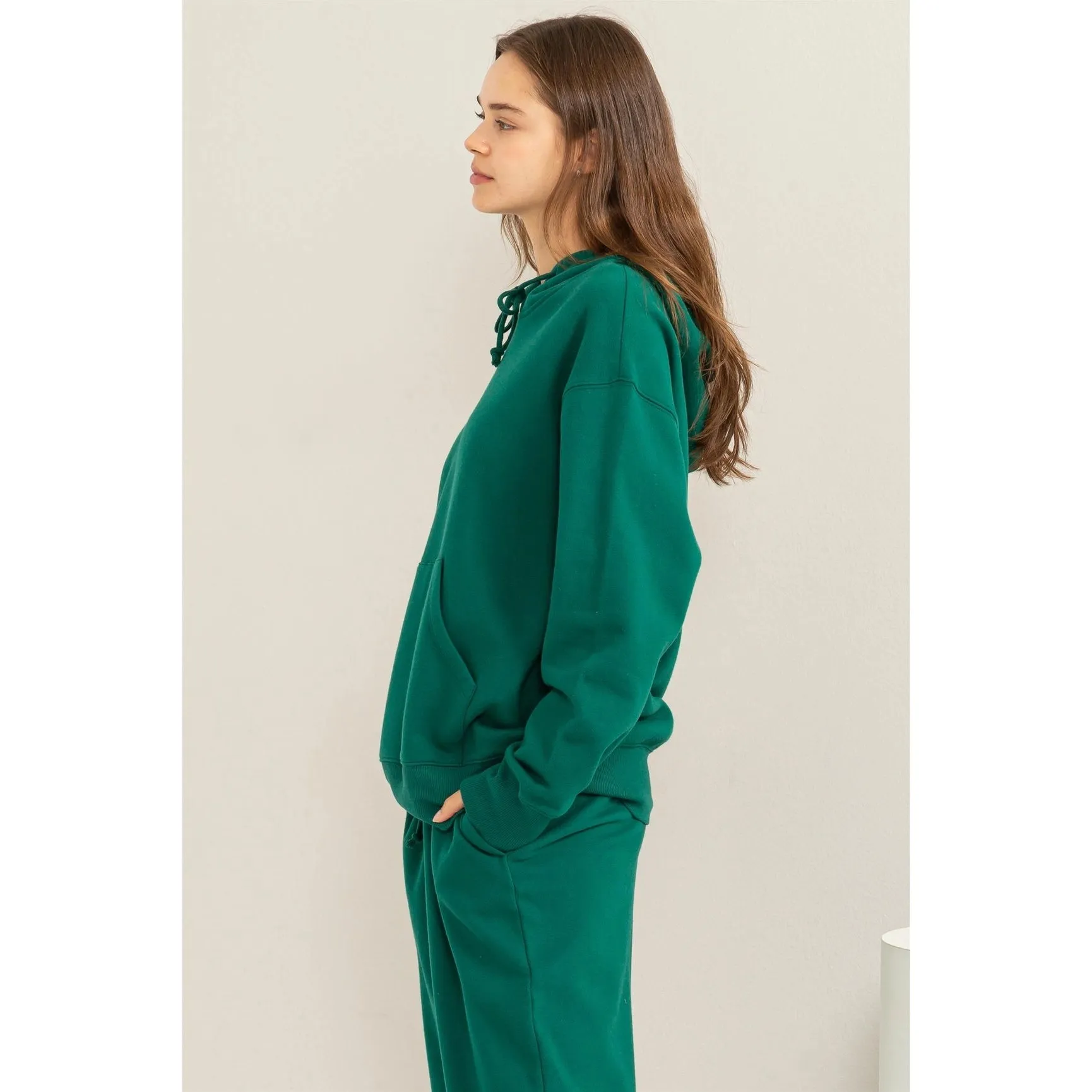 Weekend Chiller Drop Shoulder Oversized Hoodie - Green