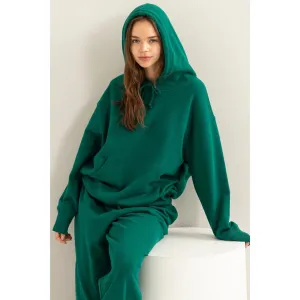Weekend Chiller Drop Shoulder Oversized Hoodie - Green