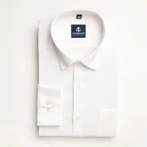White Color Micro Checks Texture Satin Cotton Shirt For Men